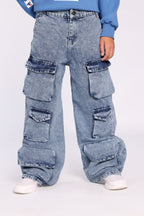Genze Cargo Denim Blue