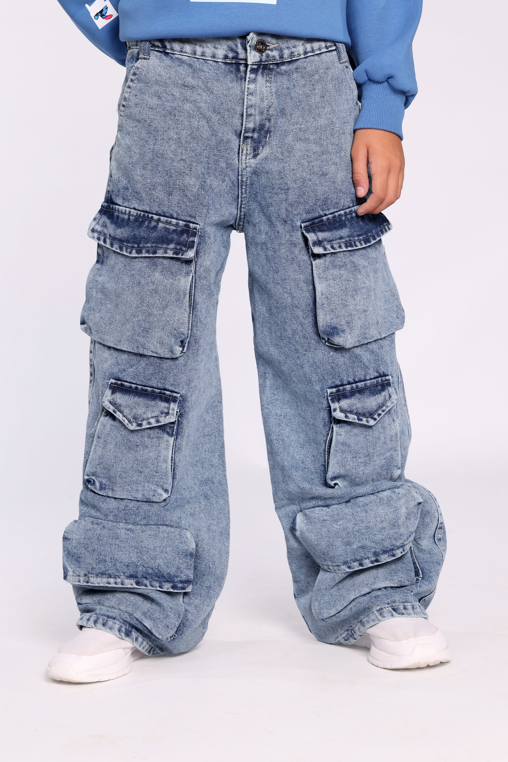 Genze Cargo Denim Blue