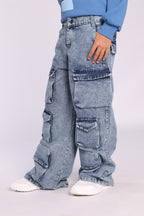 Genze Cargo Denim Blue