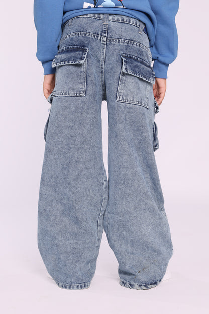 Genze Cargo Denim Blue